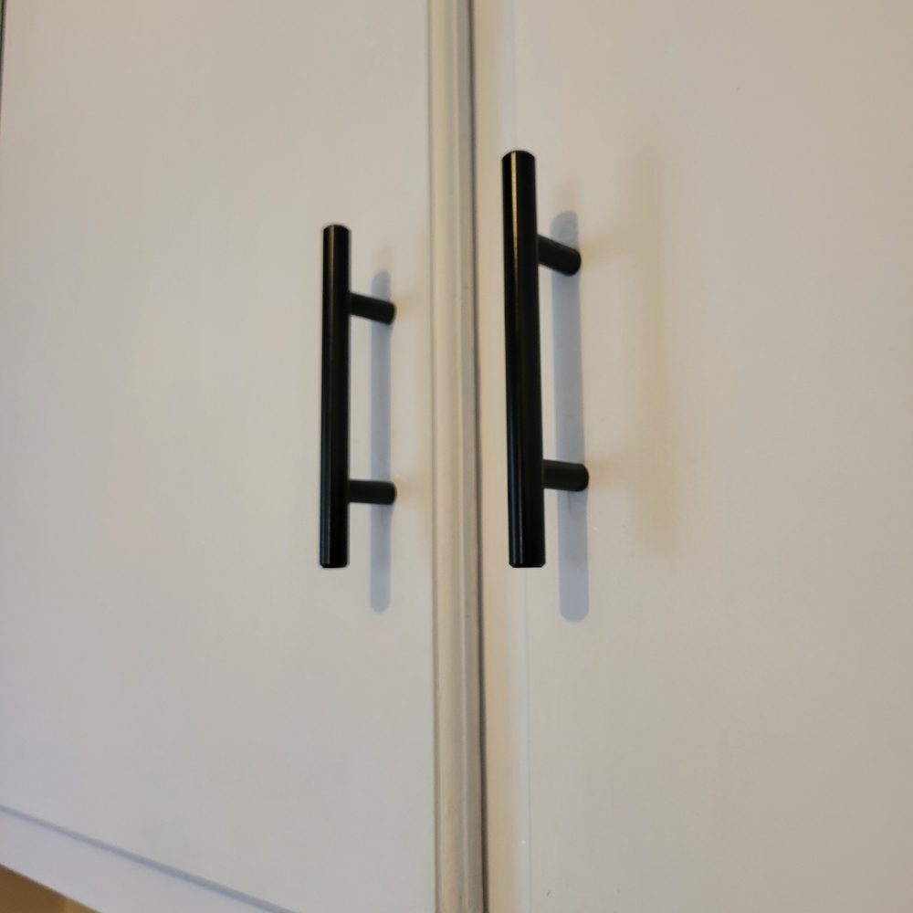 Matte Black T-Bar Cabinet Pulls - Modern Pair